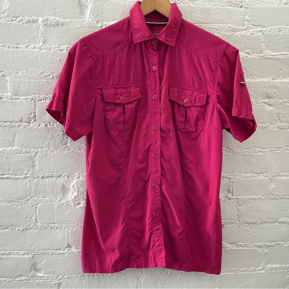 Killtec Womens Button Down Short Sleeve Shirt Magenta Casual Outdoor Hiking 10
